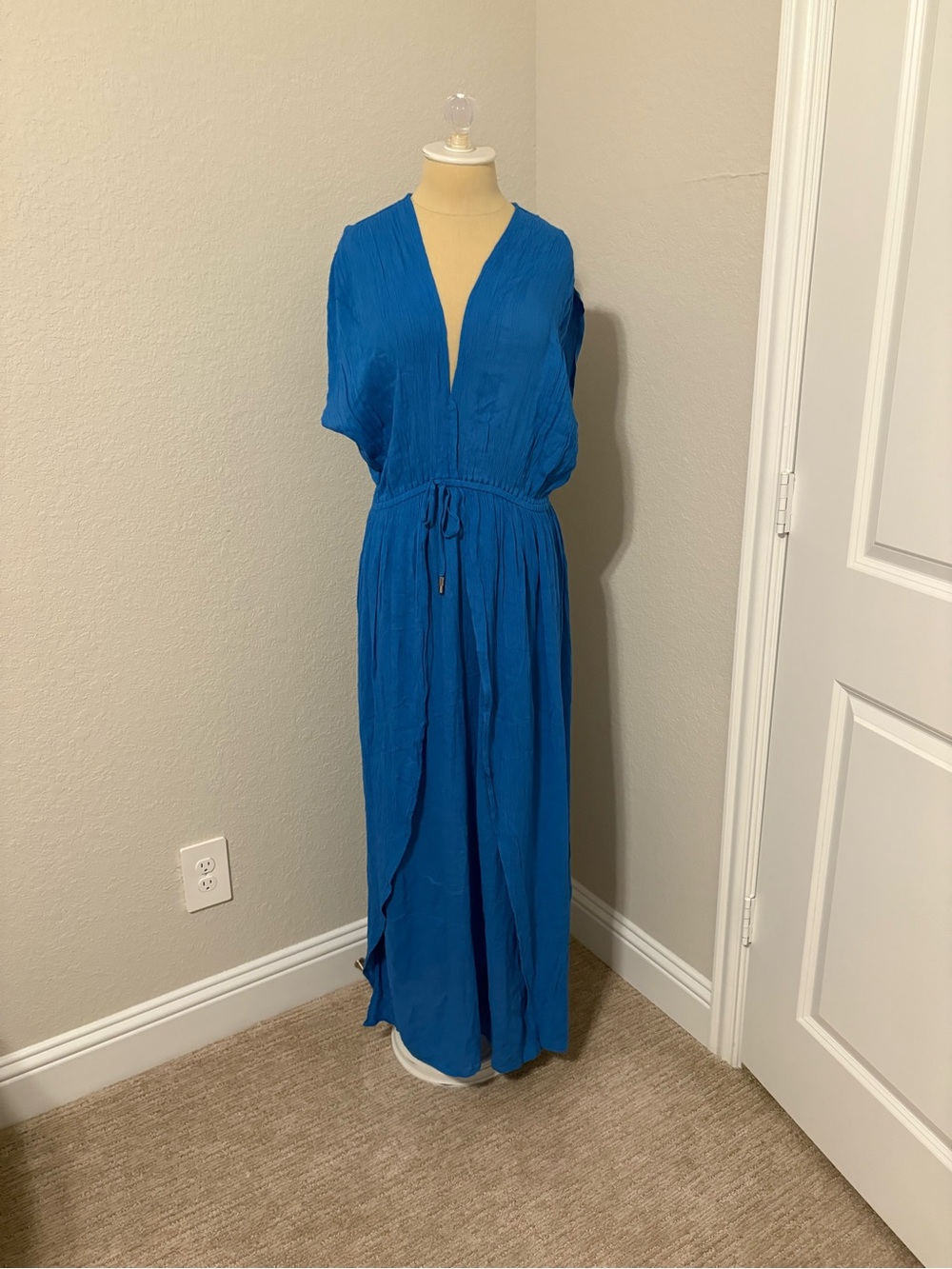 Elan Electric Blue V-Neck Maxi Swim Coverup